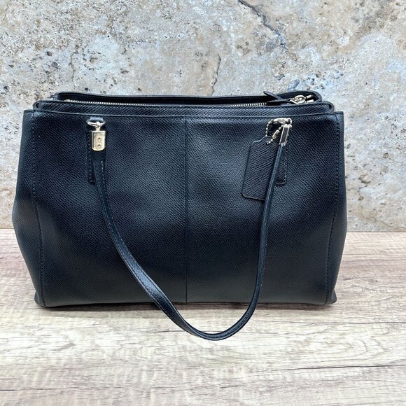 Coach Shoulder Crossbody Bag Womens Black Leather Inner Pockets Removal Straps - Picture 4 of 16